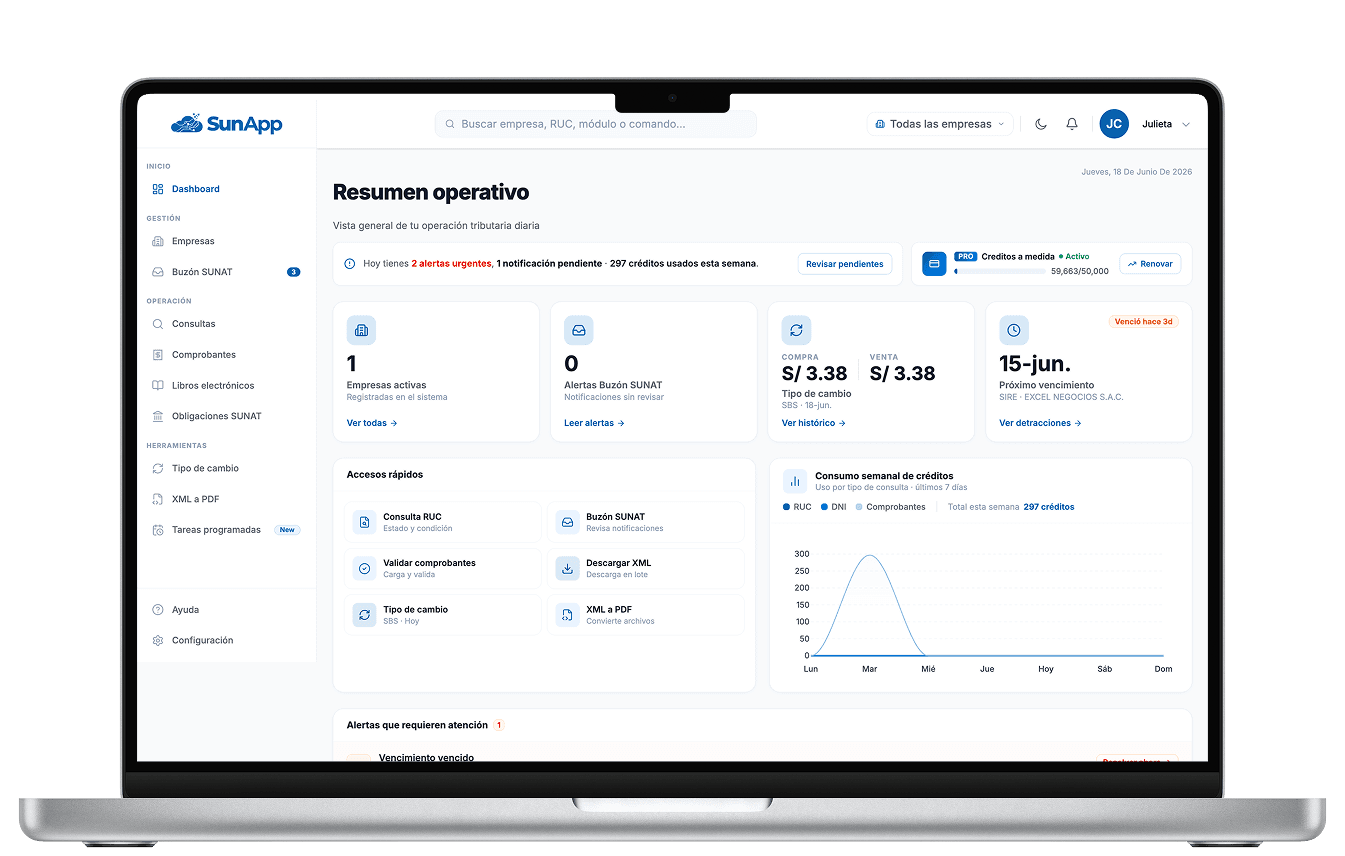 SunApp en escritorio: plataforma moderna para gestionar SUNAT